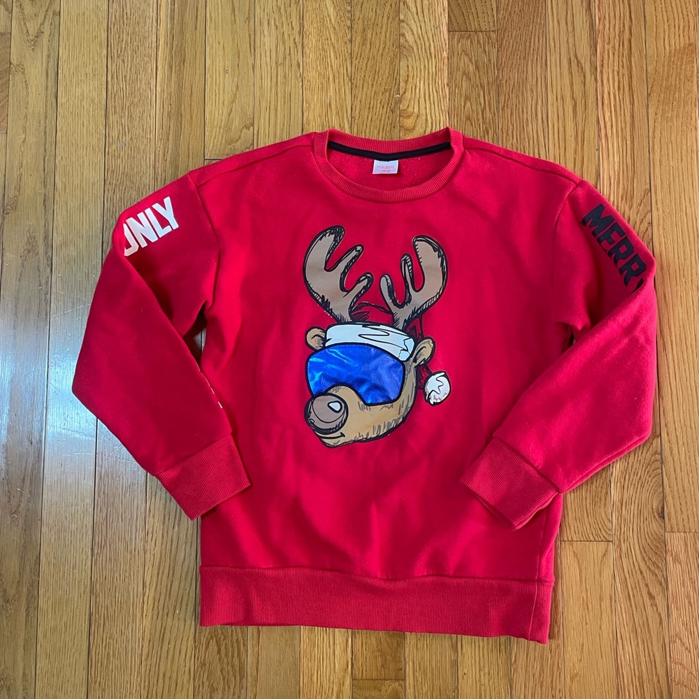 Holiday Time Kid's Merry Vibes Only
Reindeer Graphic Christmas
Sweatshirt LARGE